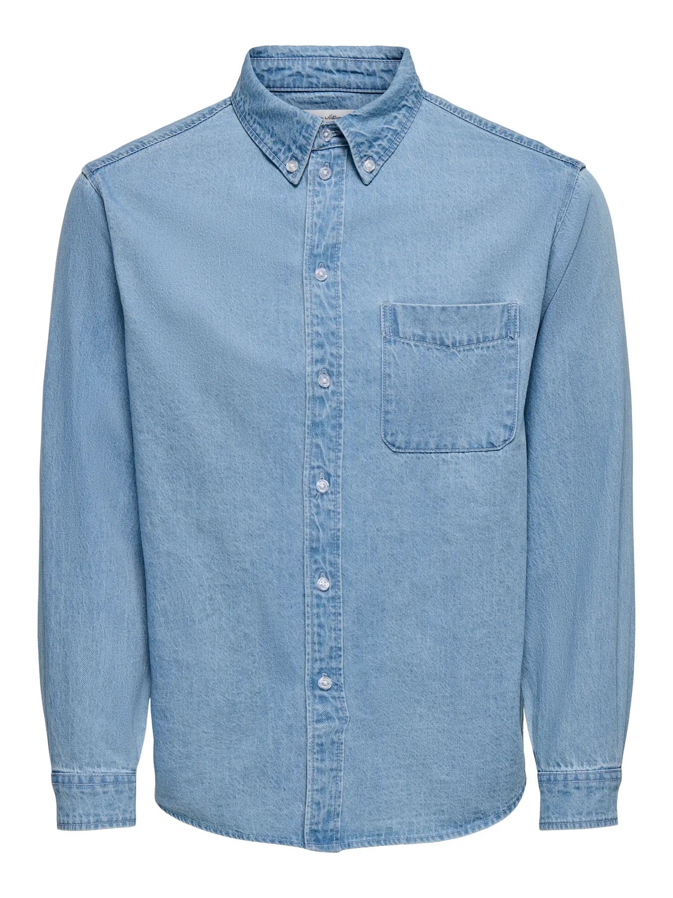 Only and Sons miesten farkkupaita ONSOrson Regular YFM DNM Shirt, Light Blue Denim