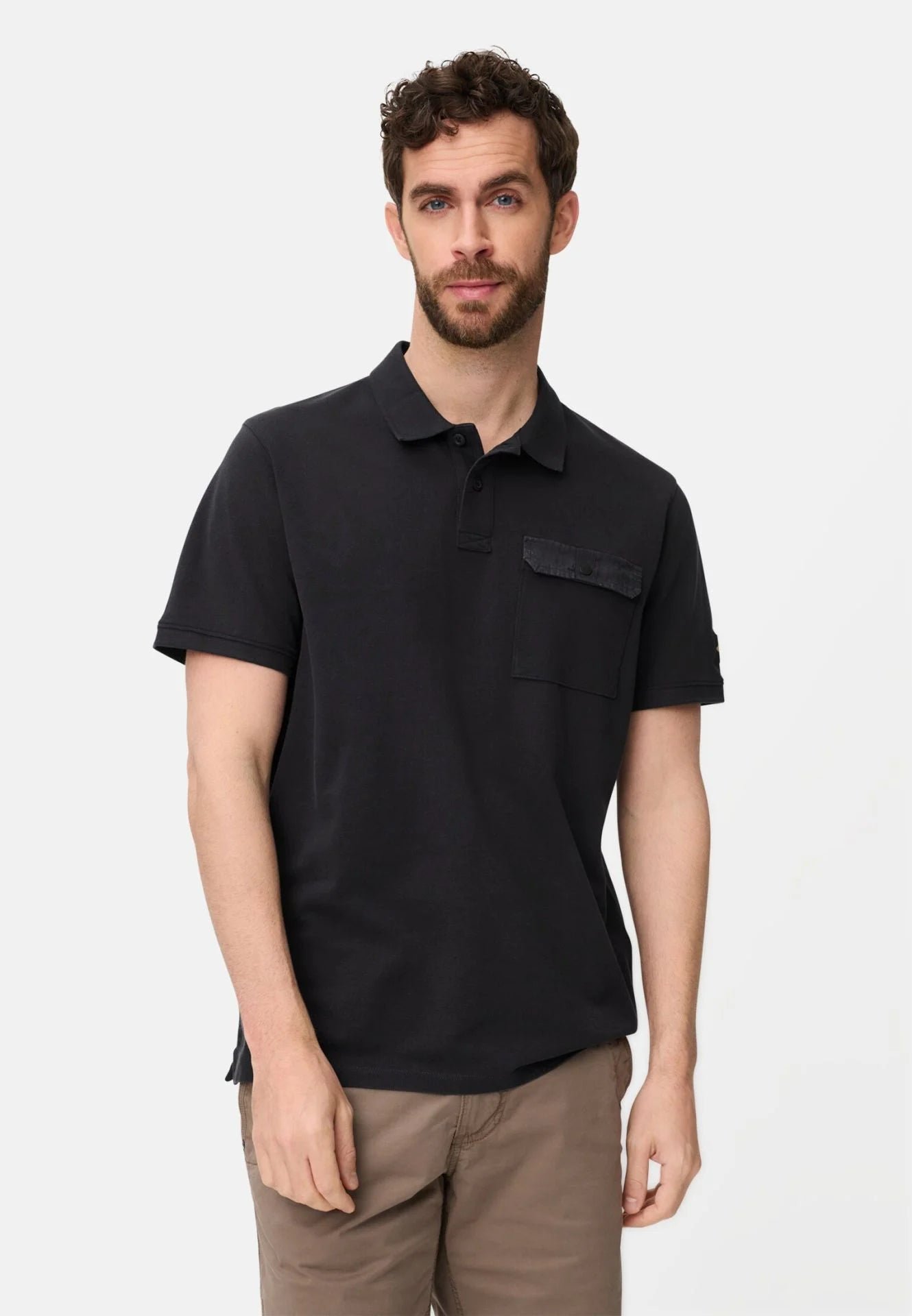Camel Active miesten pikeepaita Washed Polo Shirt Los, hiilenmusta