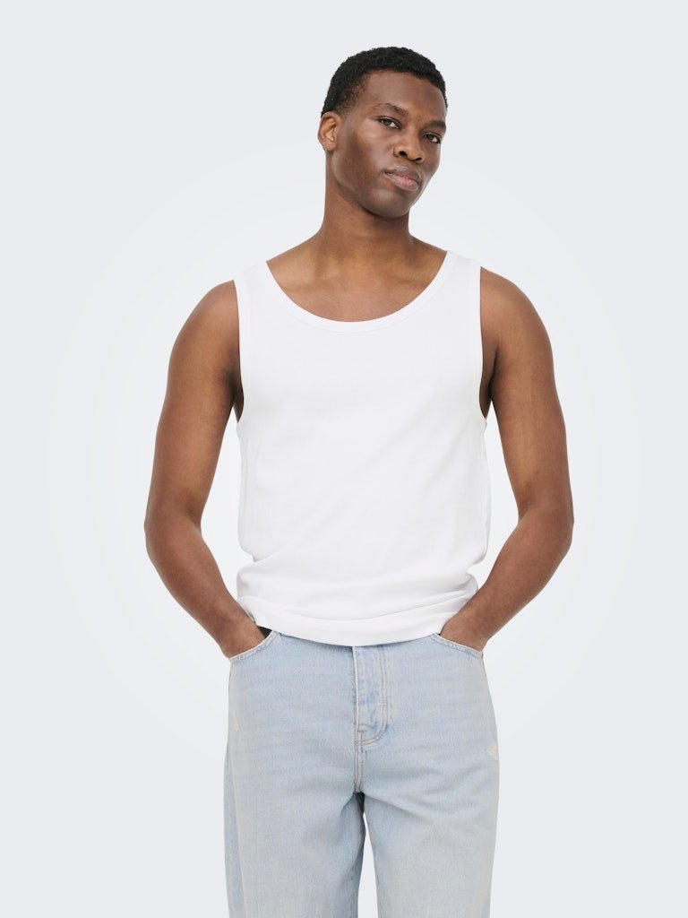 Only & Sons miesten hihaton paita ONSTanner, valkoinen