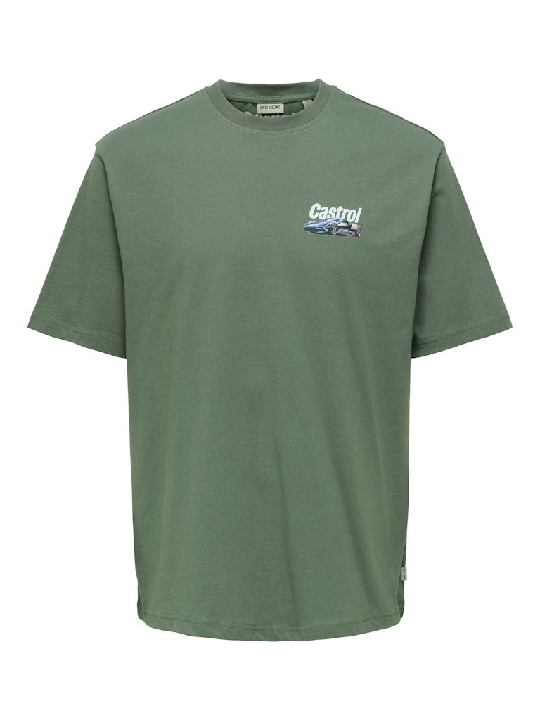 Only and Sons miesten t-paita ONSCastrol Life RLX SS Lic Tee, Castor Gray Supercar