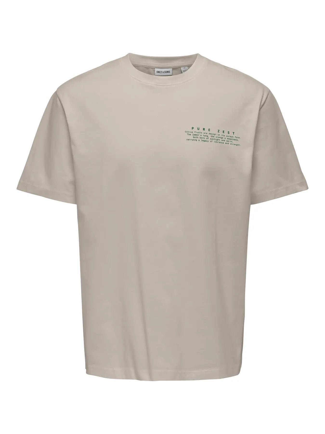 Only and Sons miesten t-paita Onsfred Life RLX SS Print Tee, Silver Lining Citros