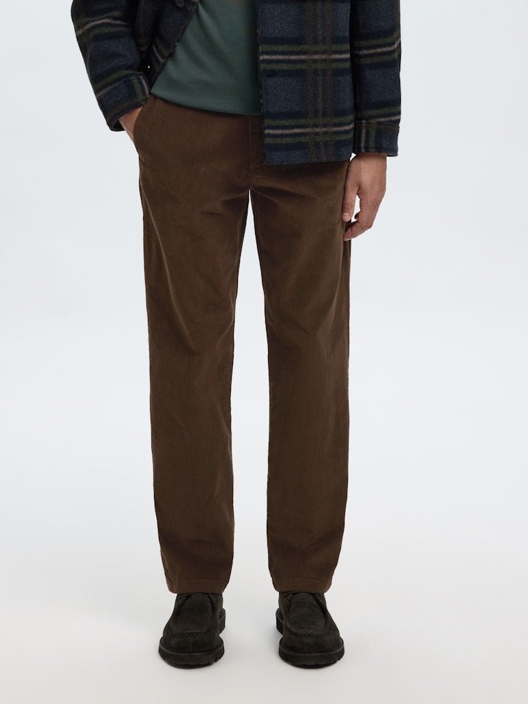 Selected miesten vakosamettihousut K STRAIGHT MILES CORD PANT NOS, ruskea