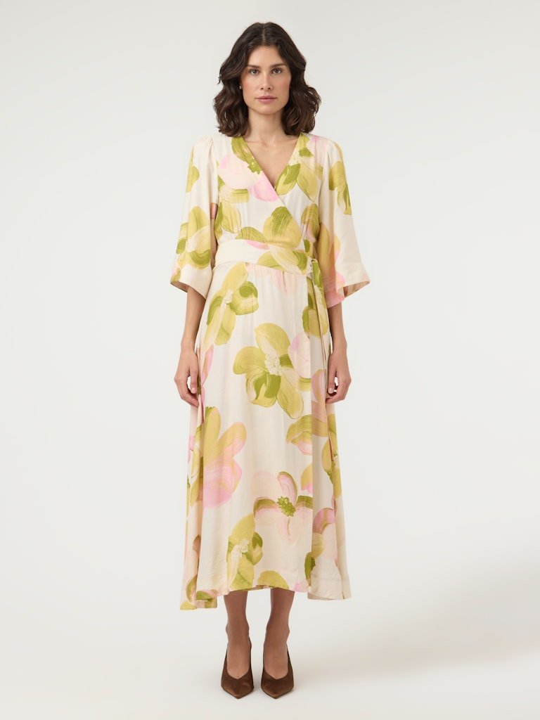 Y.A.S midimekko Yasmarga 3/4 Wrap Long Dress, Pristine Marga AOP