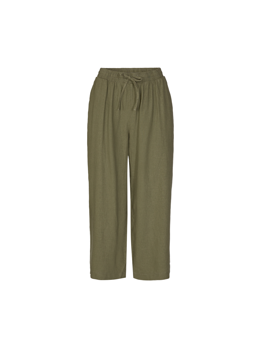 Freequent Naisten housut LA PANT 7/8 LINEN Khaki