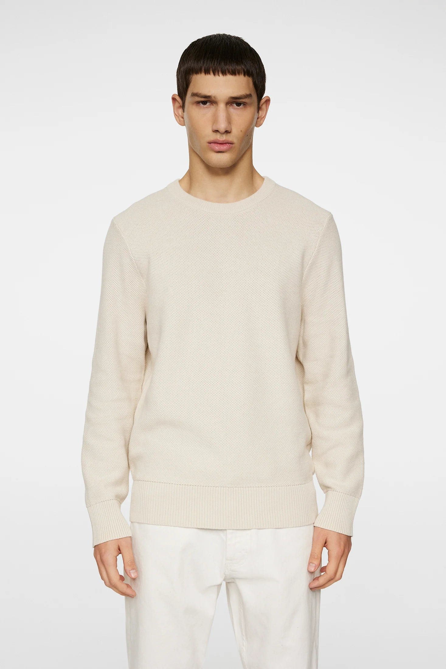 J.Lindeberg miesten neule, ARTHUR KNIT ORG COTTON Luonnonvalkoinen