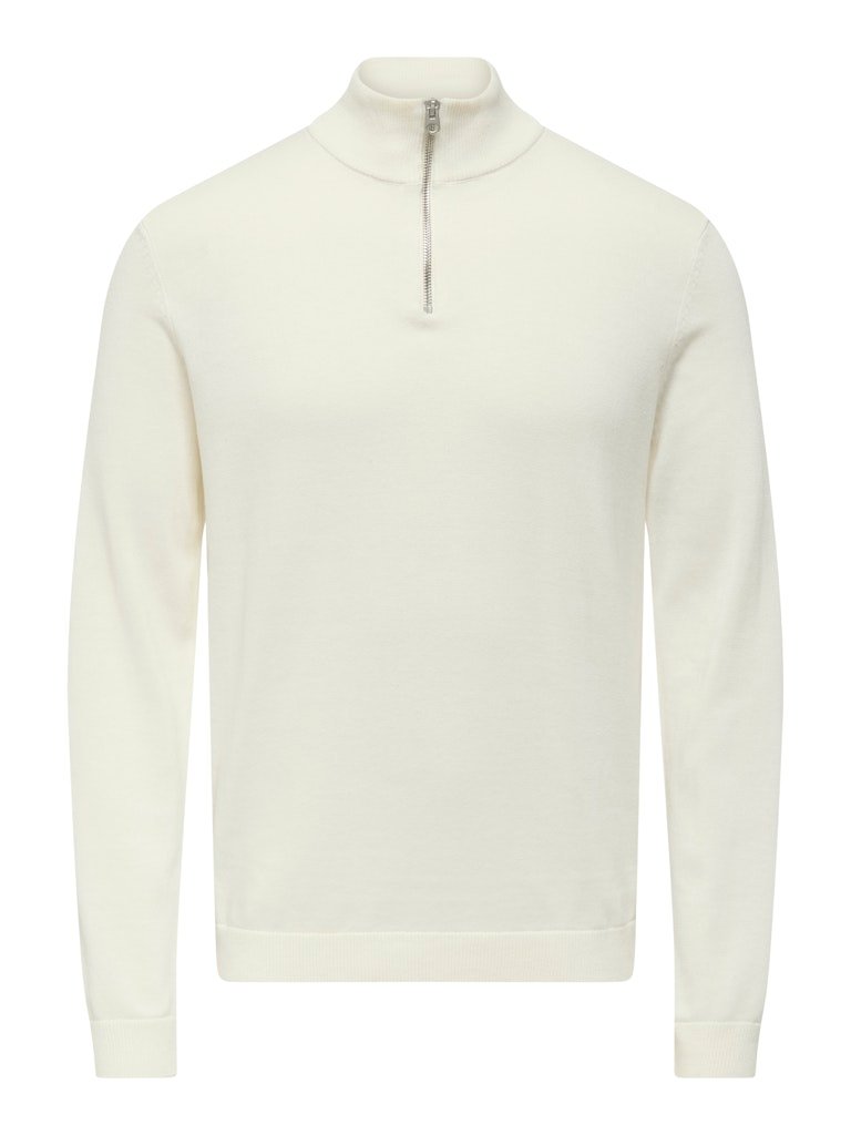 Only and Sons miesten neule, ALEX REG HALZ ZIP Valkoinen