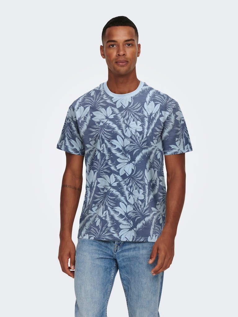Only and Sons t-paita, PERRY REG LEAF Tummansininen