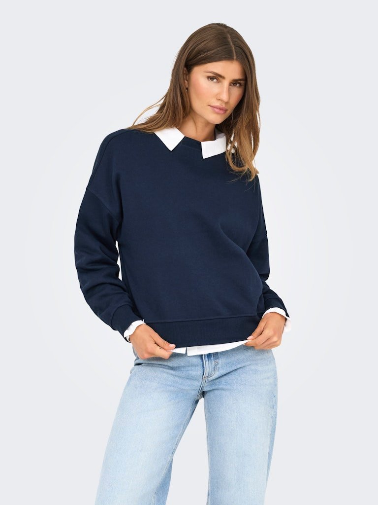 Only naisten svetari, ONLDAZE LS CREW NECK Tummansininen