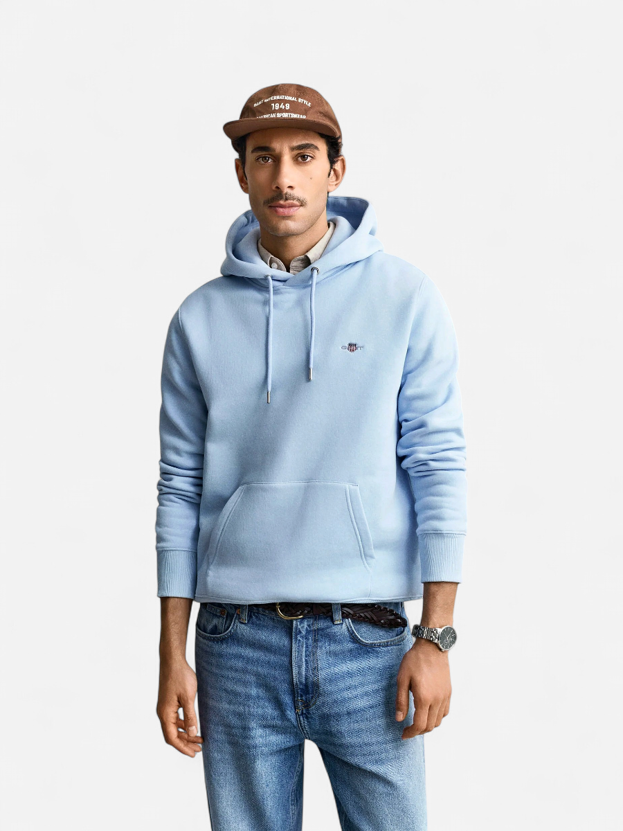 Gant miesten huppari Reg Shield Hoodie, vaaleansininen