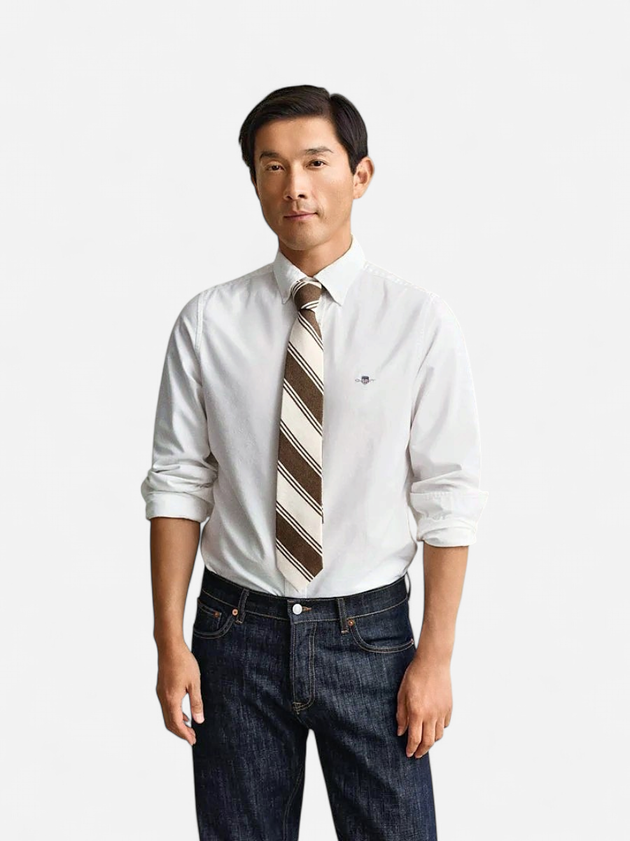 Gant miesten kauluspaita Slim Fit Classic Poplin Shirt, Valkoinen
