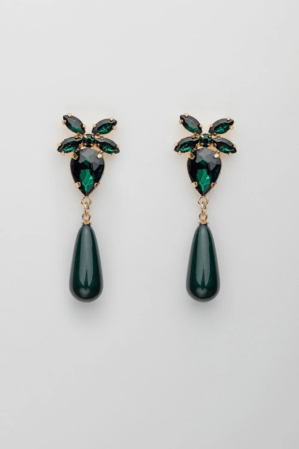 Bow 19 korvakorut STONE DROP EARRINGS, tummanvihreä