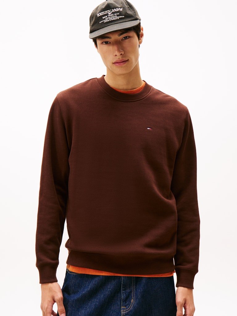 Tommy Jeans Miesten Collegepaita, REG S FLAG CREW Kaakaonruskea