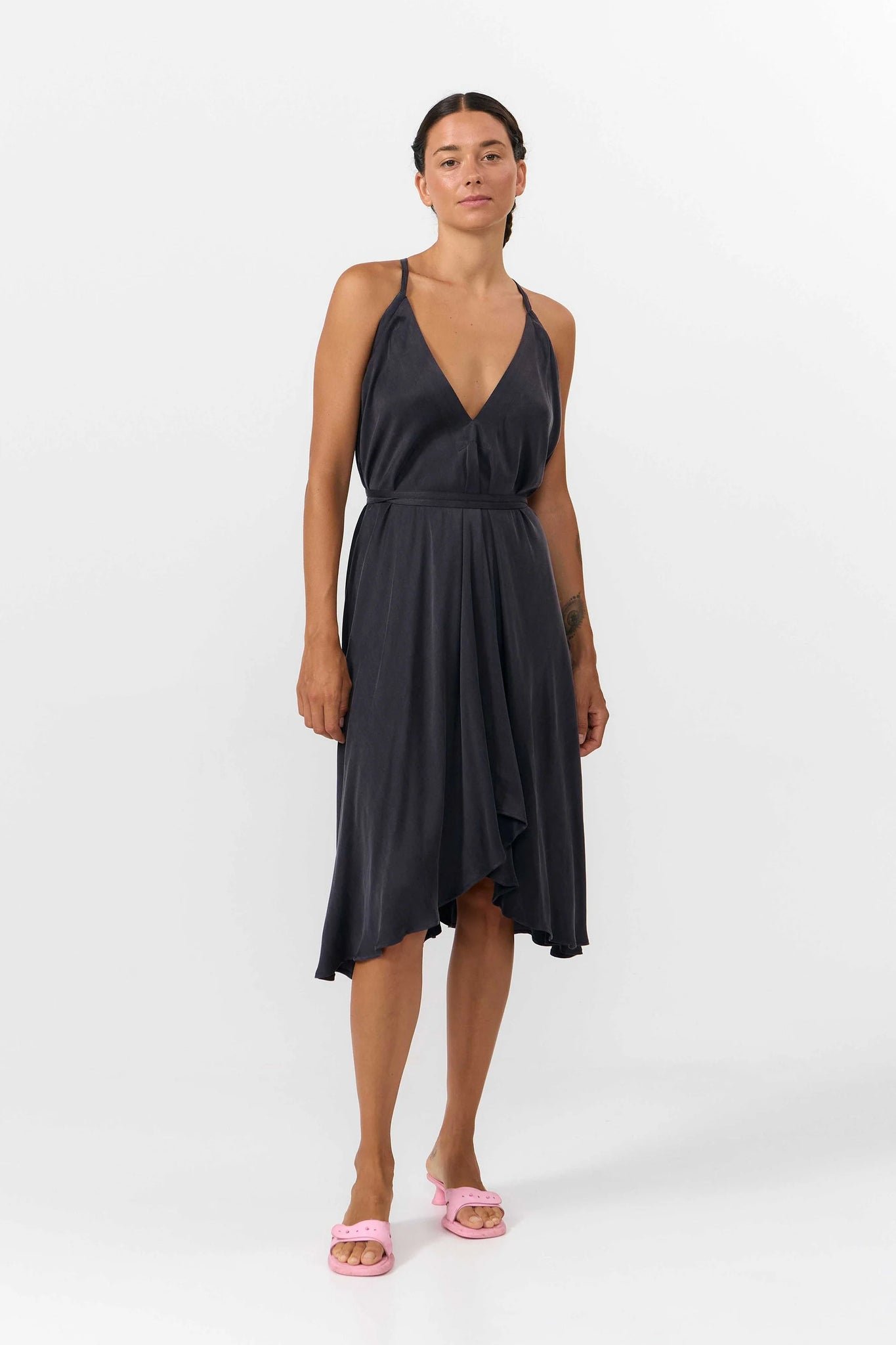 Multiposition Dress Short Cupro Dark Grey
