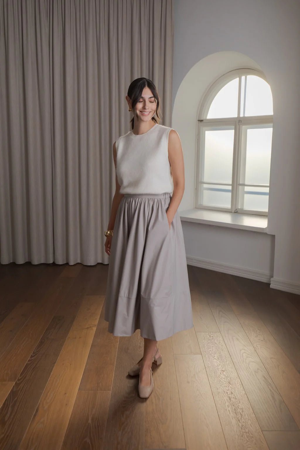 Sleeveless Cashmere Top Cream