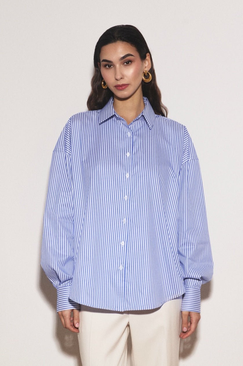 Oversized Classic Shirt Blue Stripes