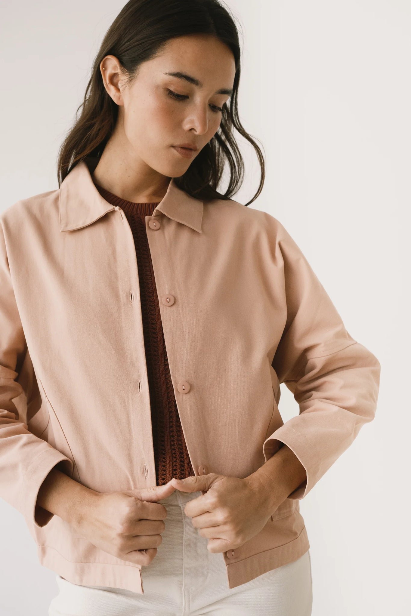 Aude Oversized Twill Jacket Dusty Pink