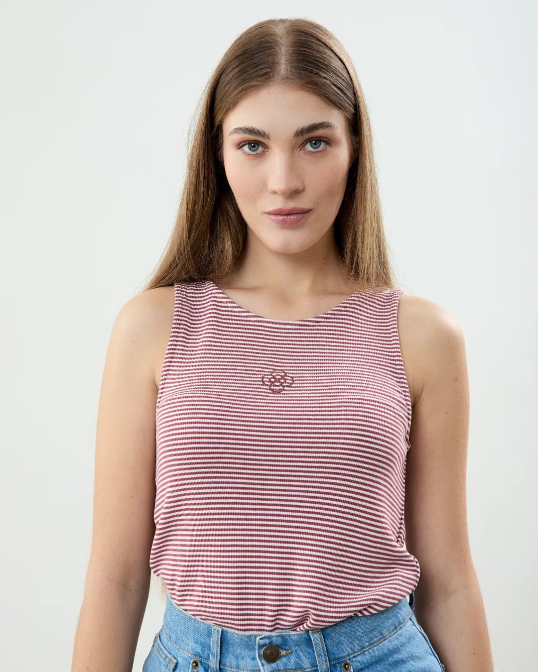 Mauve Stripe Tank Top Purple Striped