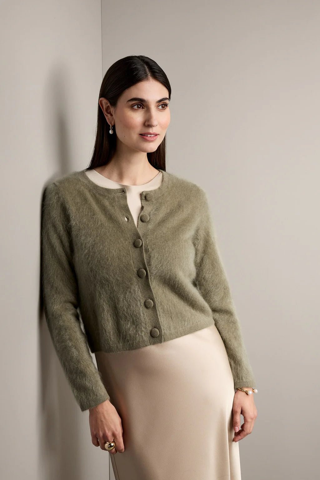 Katie Cardigan Light Olive Green