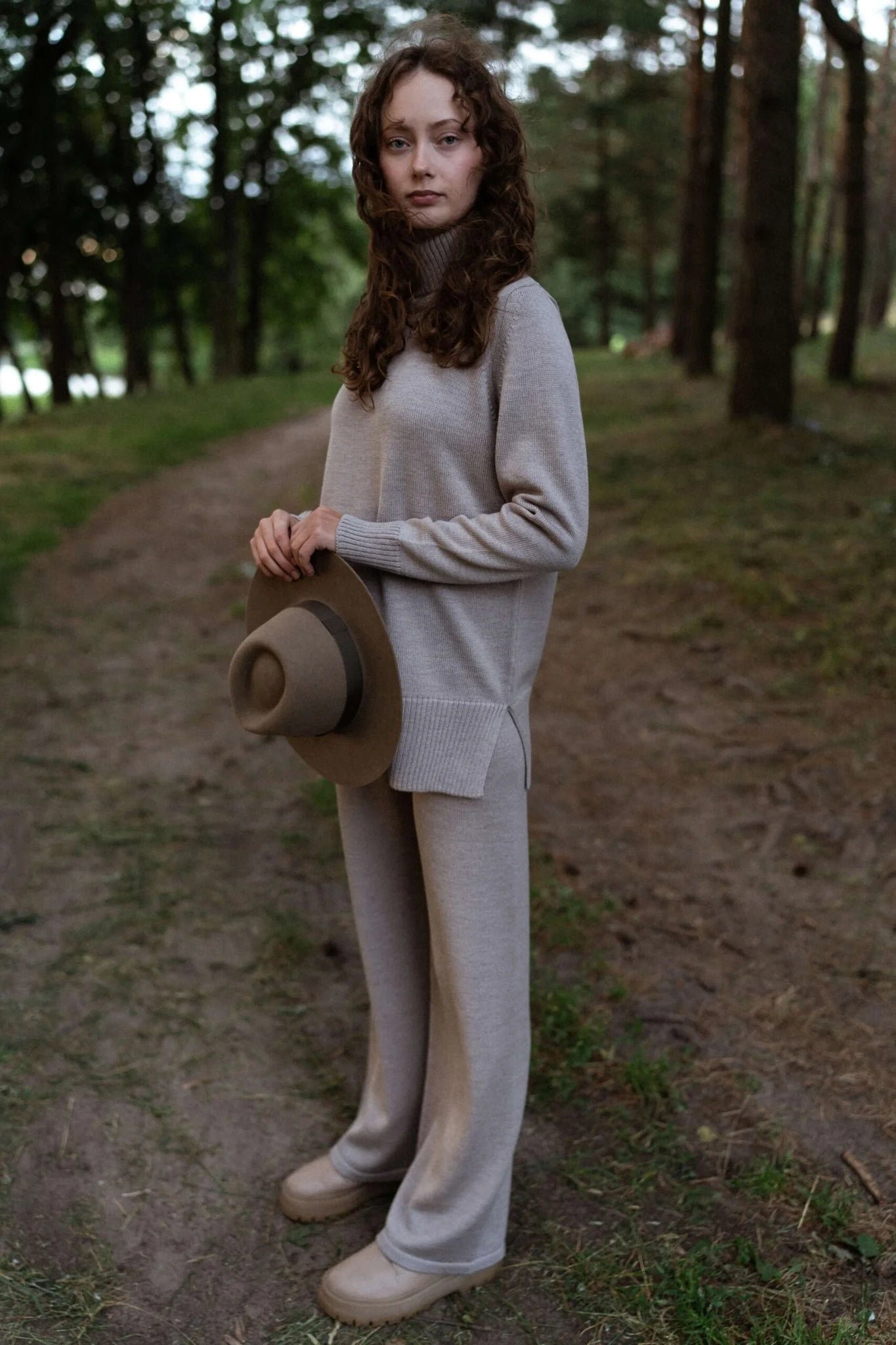 Pants and Sweater Set Beige