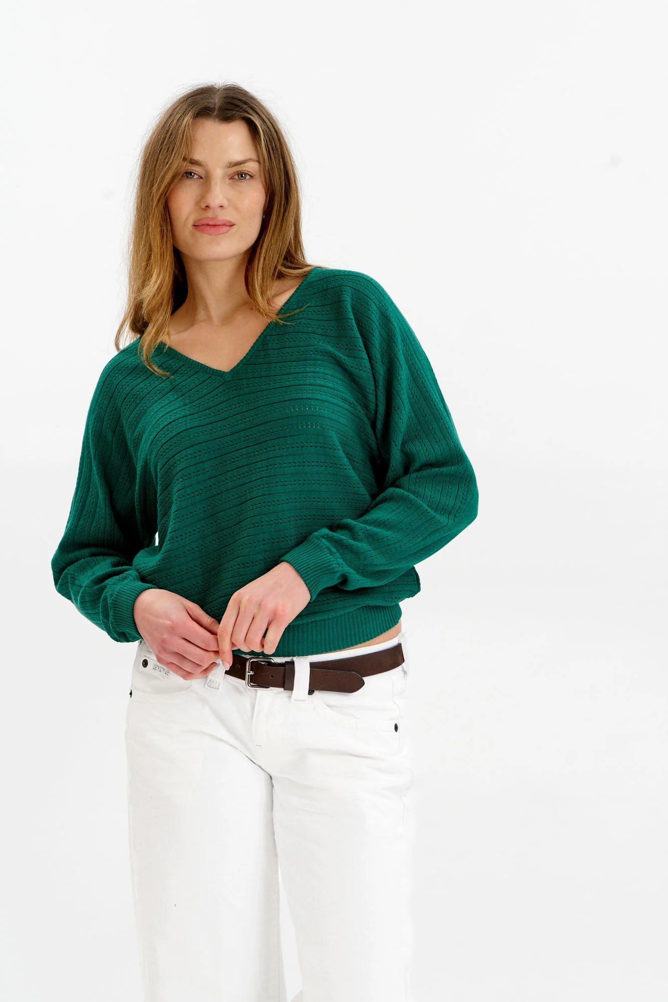 Pia Pointelle Jumper Green