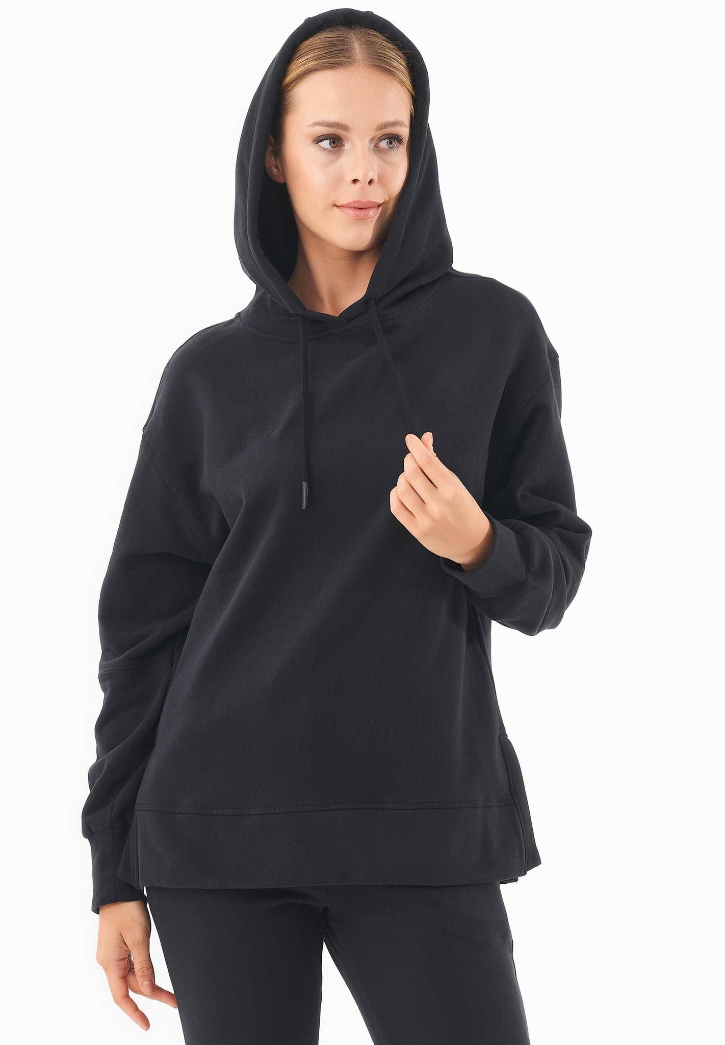 Balloon Sleeve Hoodie Black