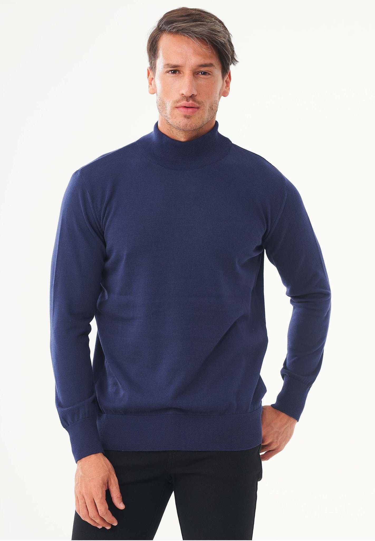 Men's Organic Cotton Turtleneck Sweater Navy