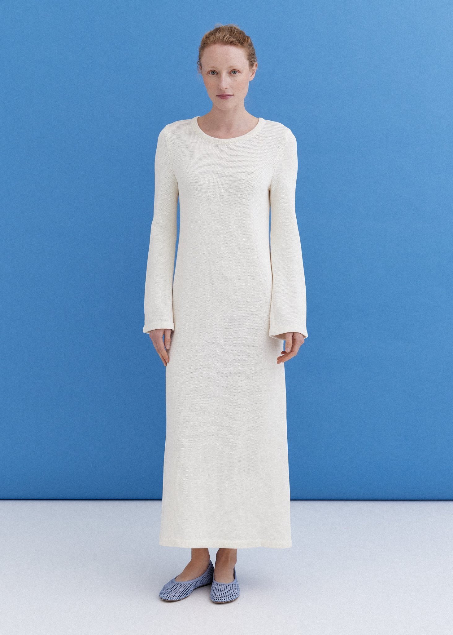 Knitted Cotton Maxi Dress Lily White