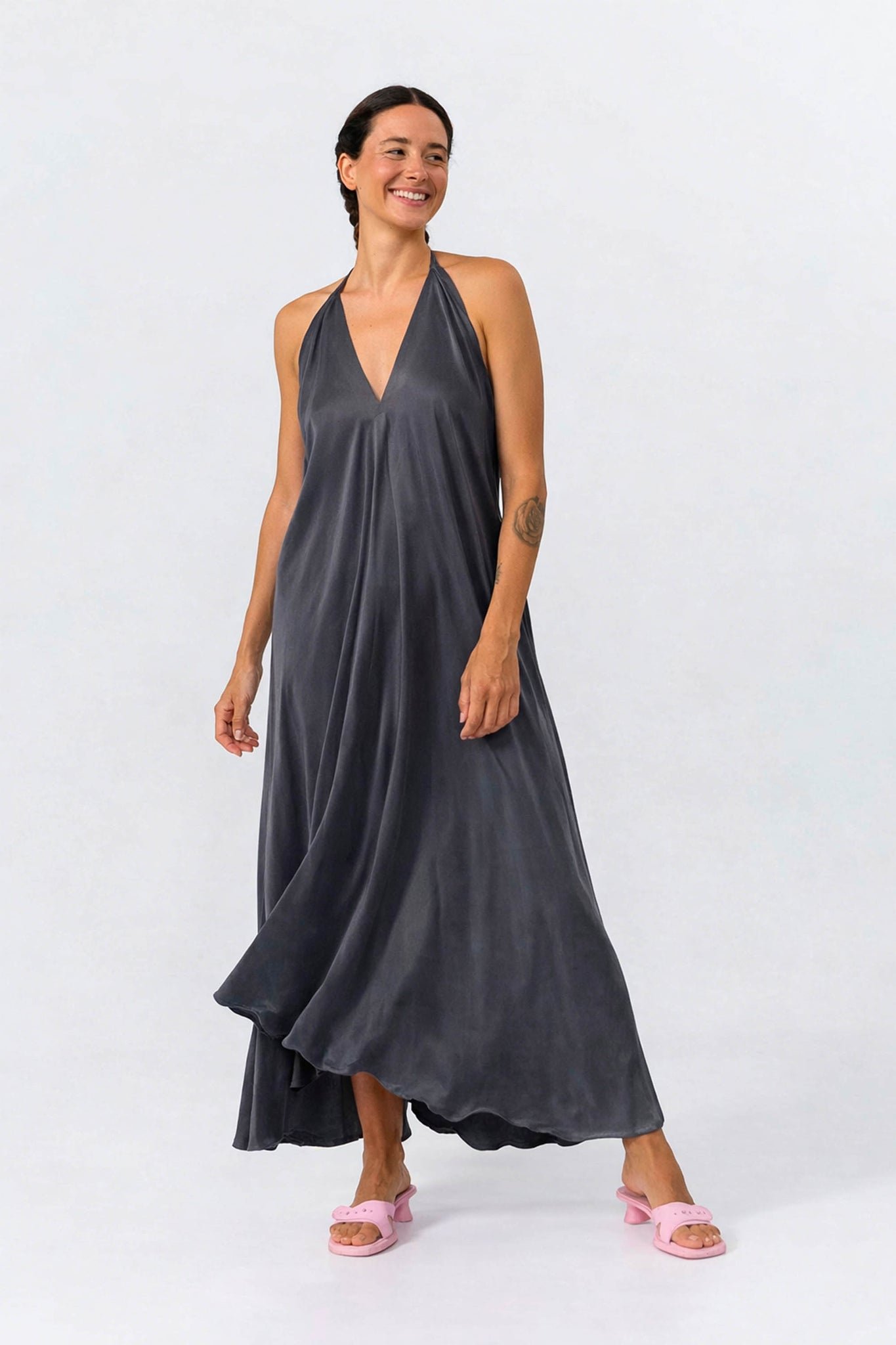 Multiposition Dress Long Cupro Dark Grey