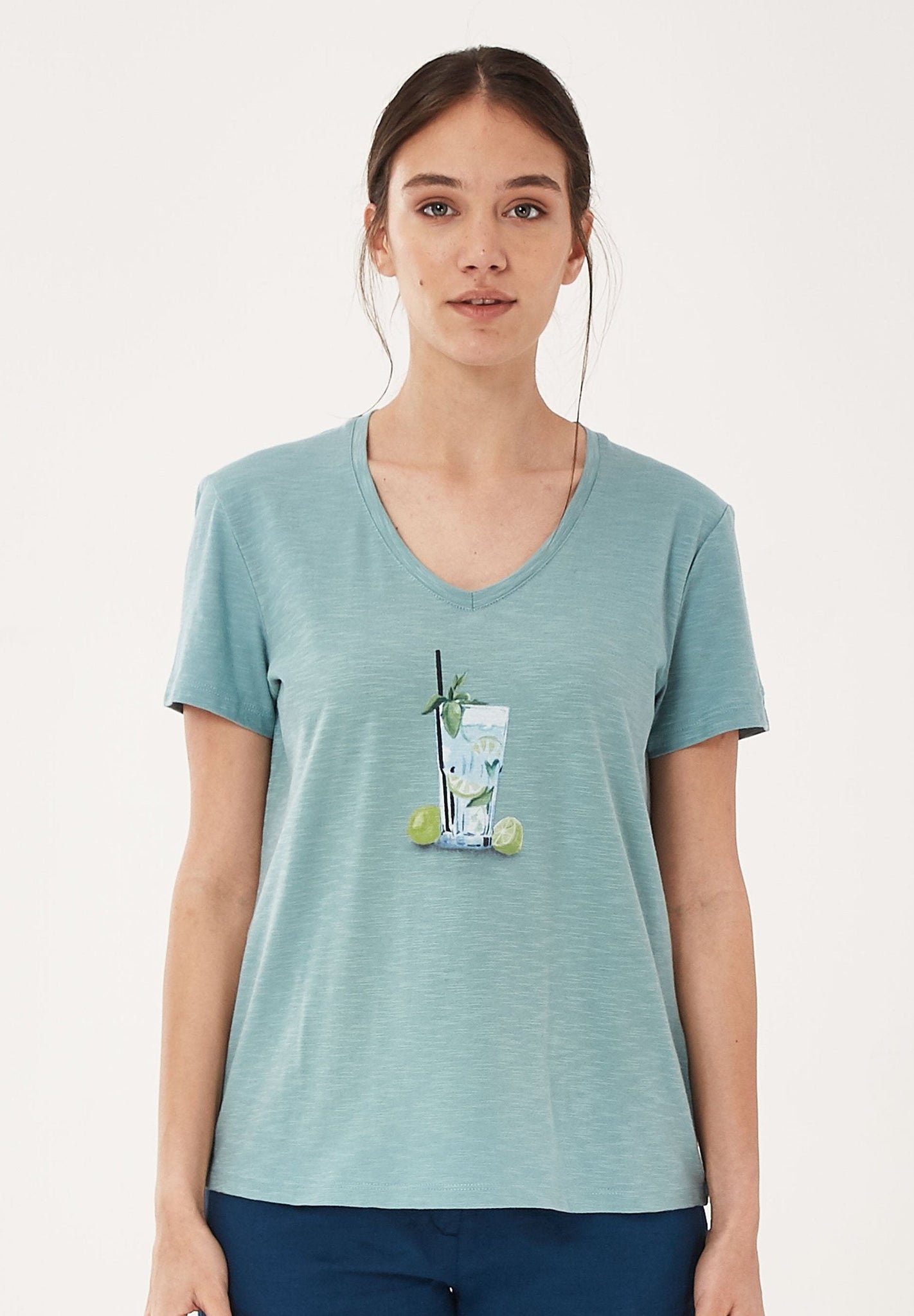 Women's V-Neck Cocktail T-Shirt Miami Sky
