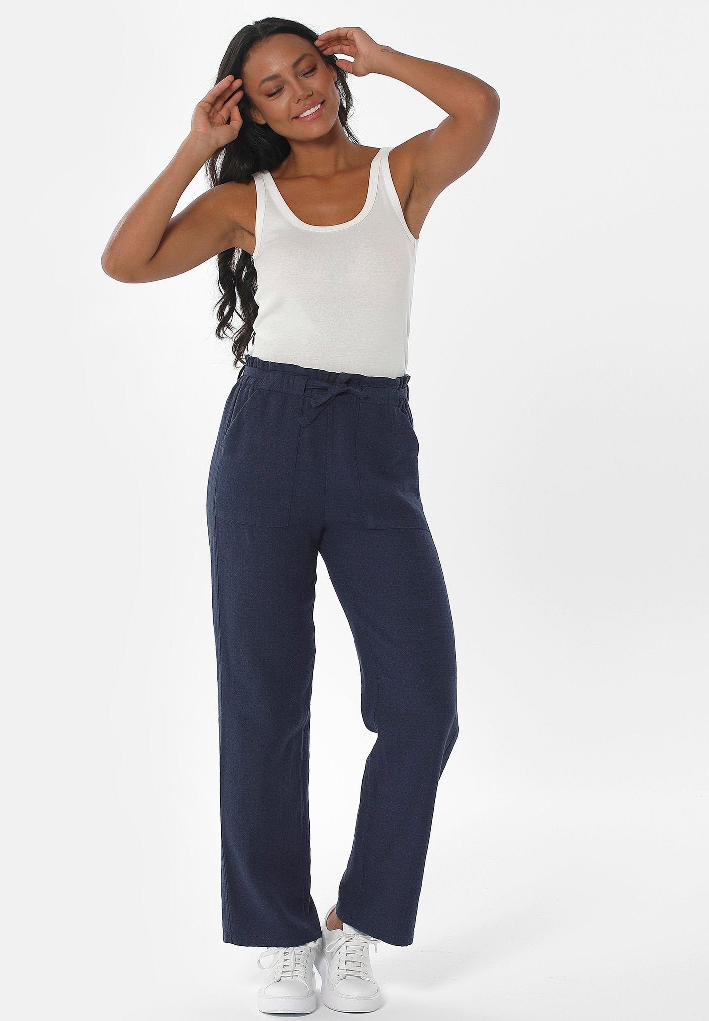 Garment Dyed Pants Navy Blue