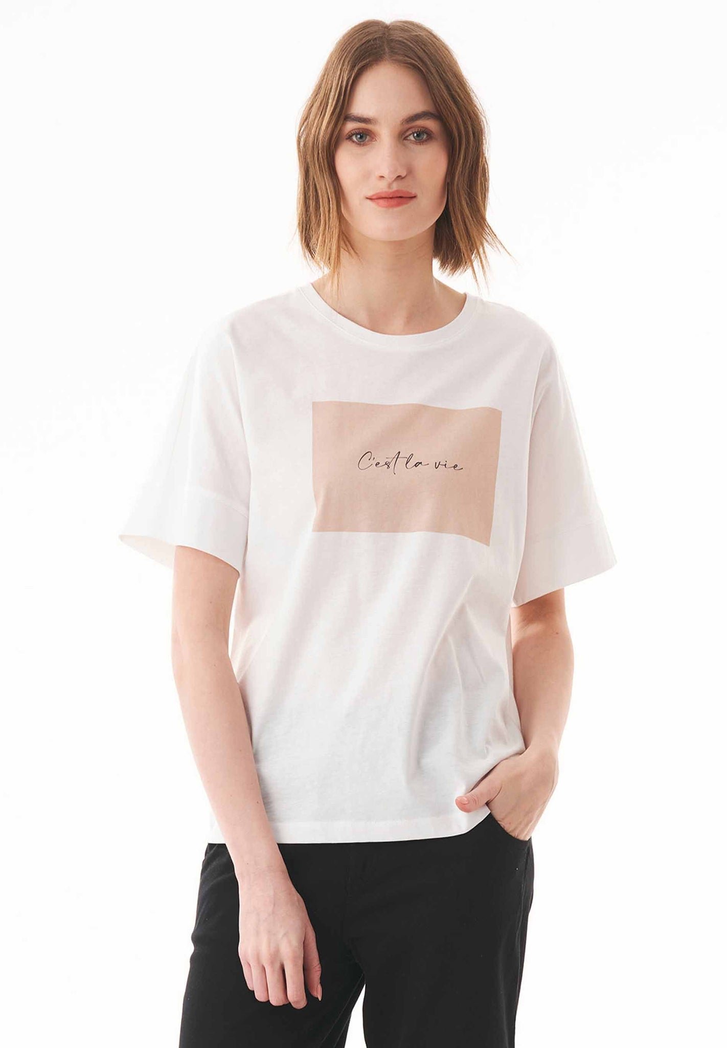 C'est la vie Organic Cotton T-Shirt Off White