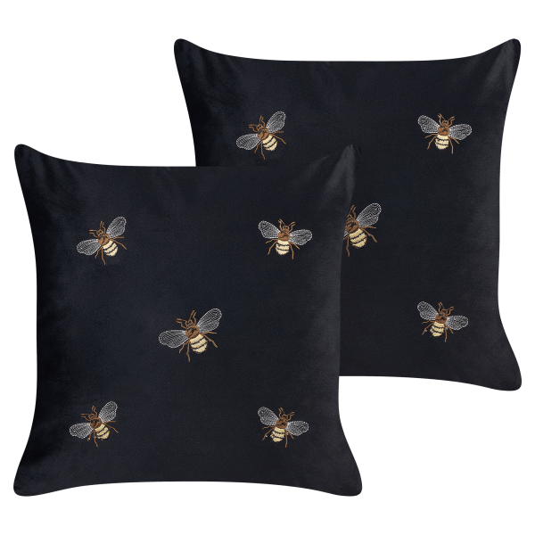 Koristetyynysetti 2 kpl TALINUM sametti 45 x 45 cm Musta Eläinkuvio