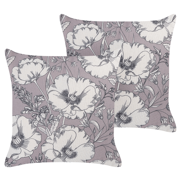 Koristetyynysetti 2 kpl SOPHORA 45 x 45 cm Harmaa Kukkakuvio