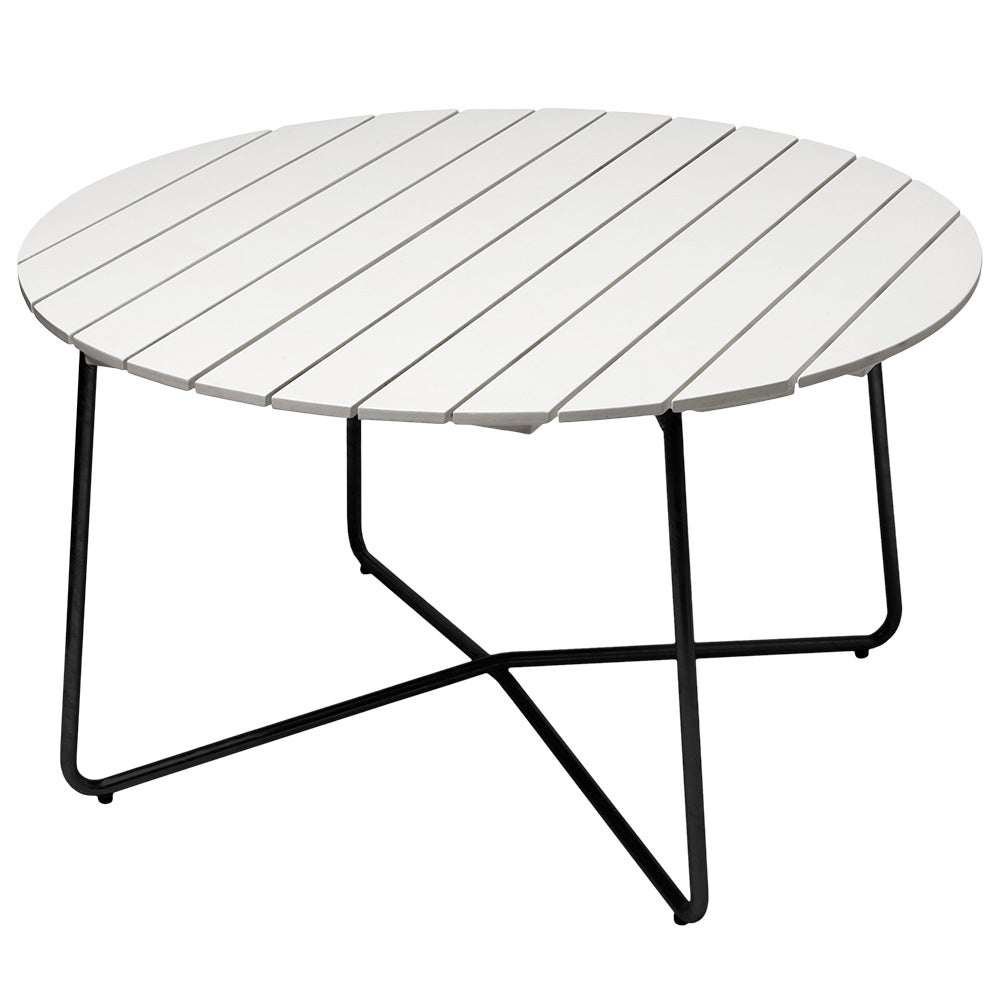 Grythyttan Stålmöbler, Pöytä 9A 120 cm Valkoinen lakattu tammi / musta jalusta