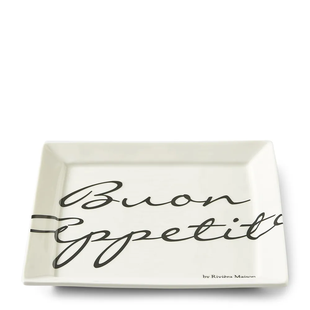 Riviera Maison, Buon Appetito neliömäinen lautanen 18 x 18 cm