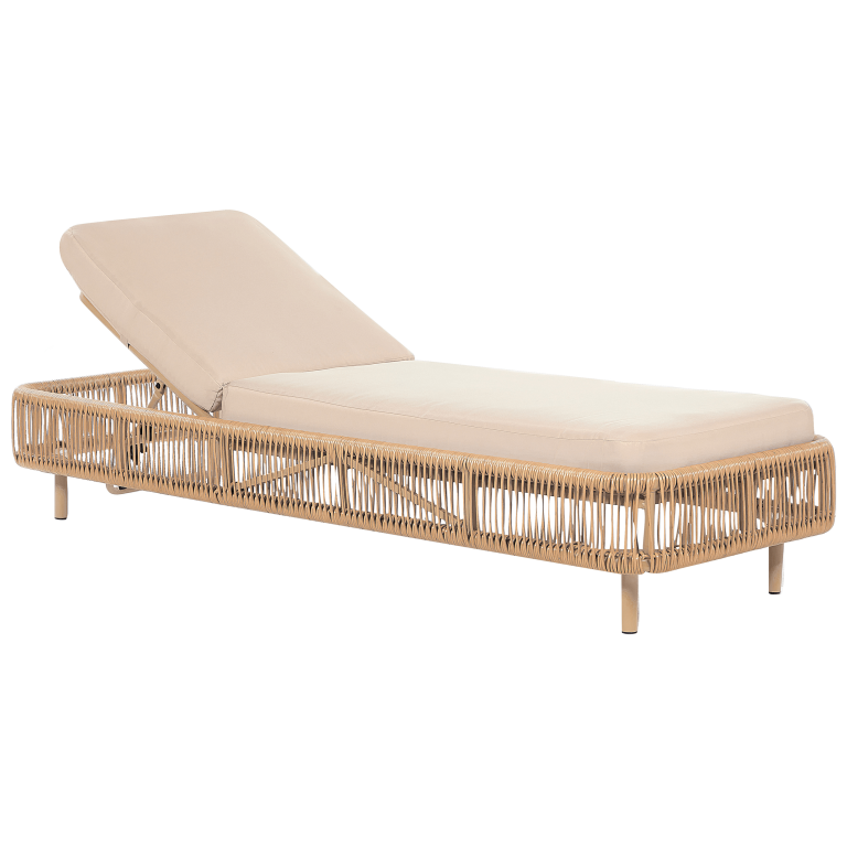 Aurinkotuoli pehmusteella OSINI kallistettava polyrottinki Beige