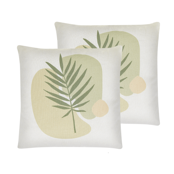 Koristetyynysetti 2 kpl MICROSORUM 45 x 45 cm Vaaleanvihreä Kasvikuvio