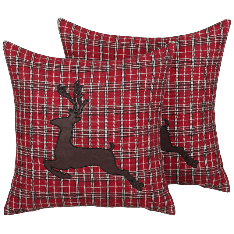 Koristetyynysetti 2 kpl COMET 45 x 45 cm Tummanpunainen Joulukuvio