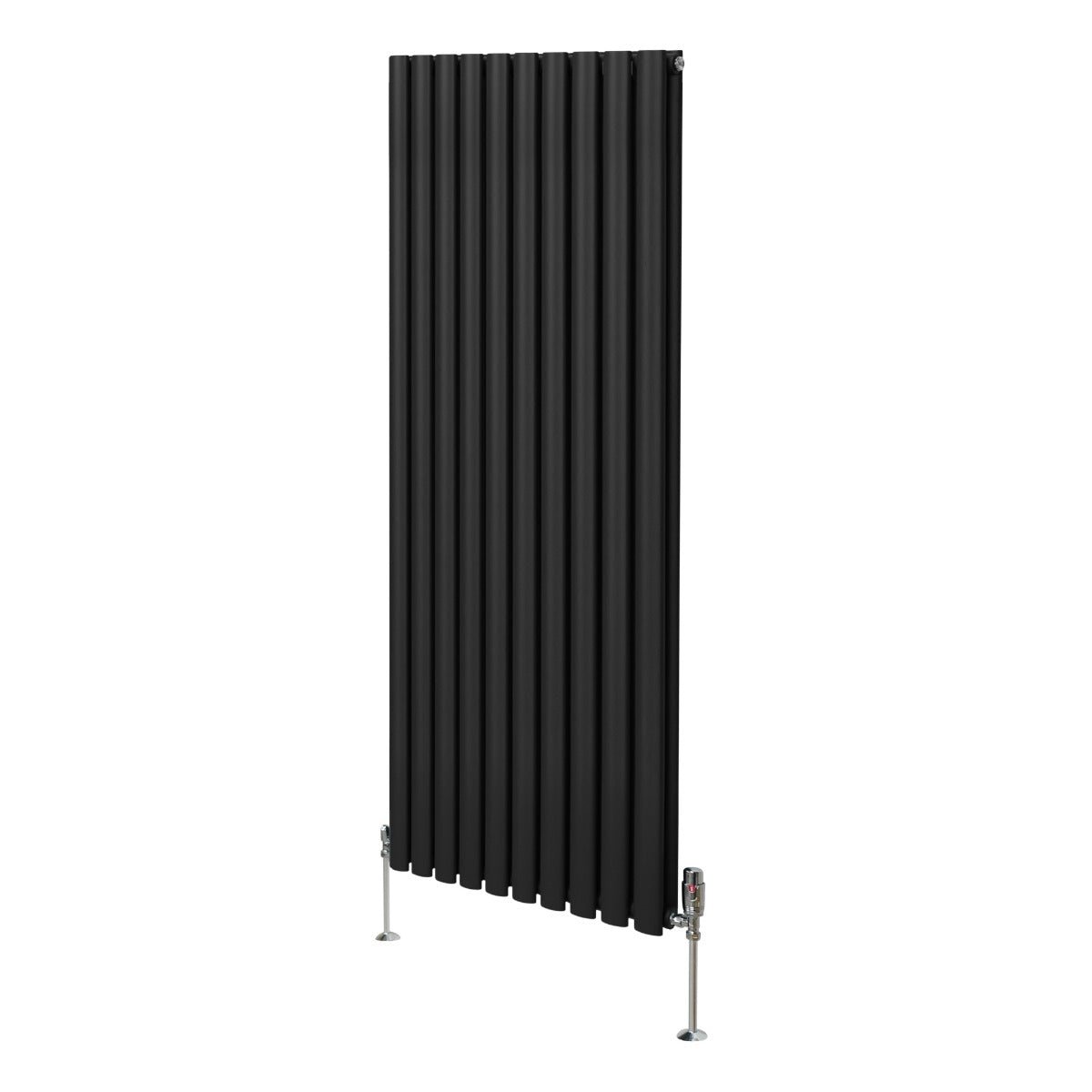 Soikea pylväspatteri ja venttiilit - 1600 mm x 600 mm – Musta
