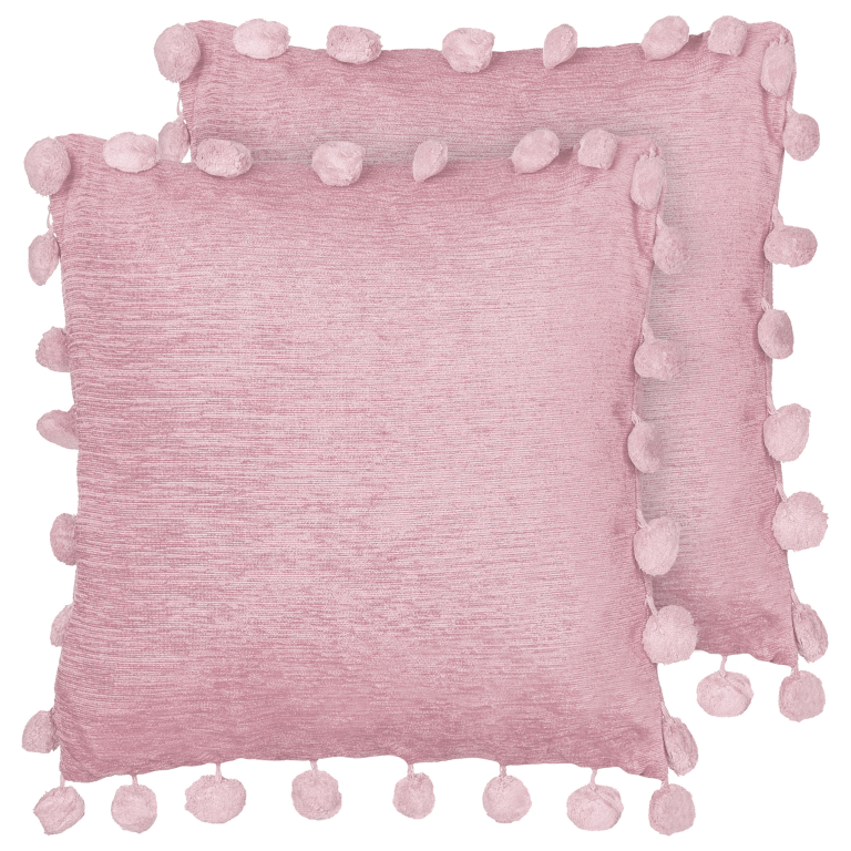 Koristetyynysetti 2 kpl JASMINE 45 x 45 cm Vaaleanpunainen Hillitty