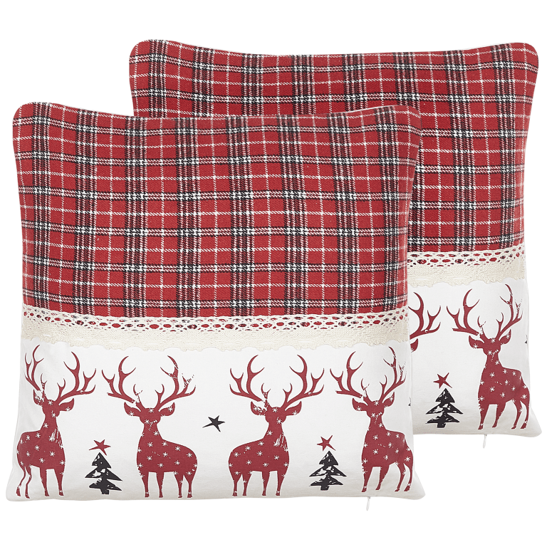Koristetyynysetti 2 kpl ROBBIE 45 x 45 cm Punainen Joulukuvio