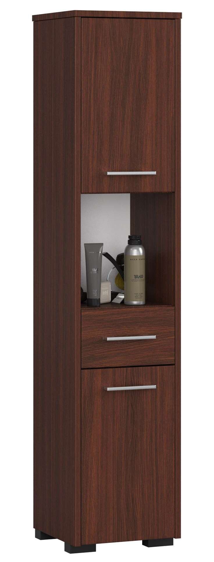 Akord Kylpyhuonekaappi korkea 2 ovea 1 laatikko 1 hylly Wenge 30x30x140