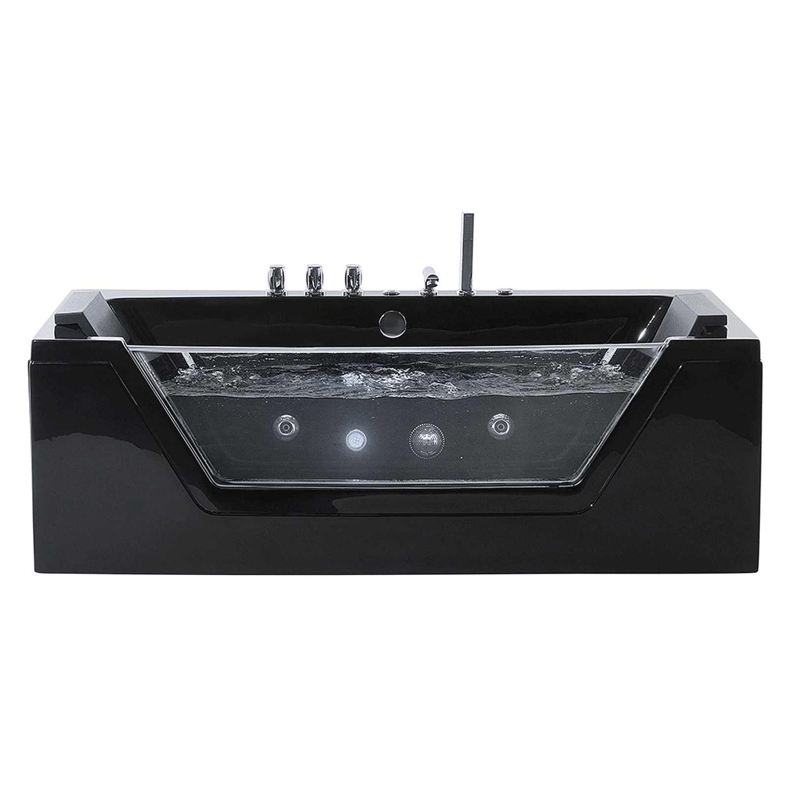 Kulmaporeamme LED-valolla SAMANA 153 x 71 cm Musta
