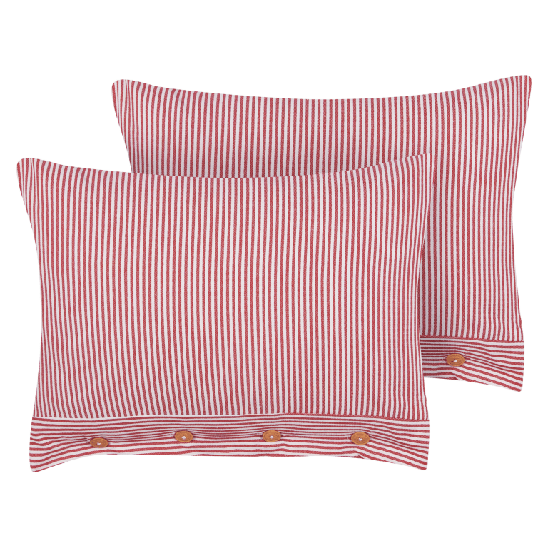 Koristetyynysetti 2 kpl AALITA puuvilla 40 x 60 cm Punainen Raitakuvio