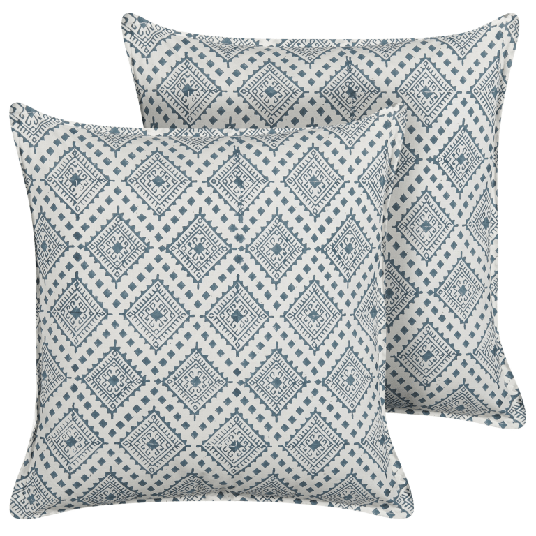 Koristetyynysetti 2 kpl CORDATA puuvilla 45 x 45 cm Sininen Itämainen kuvio