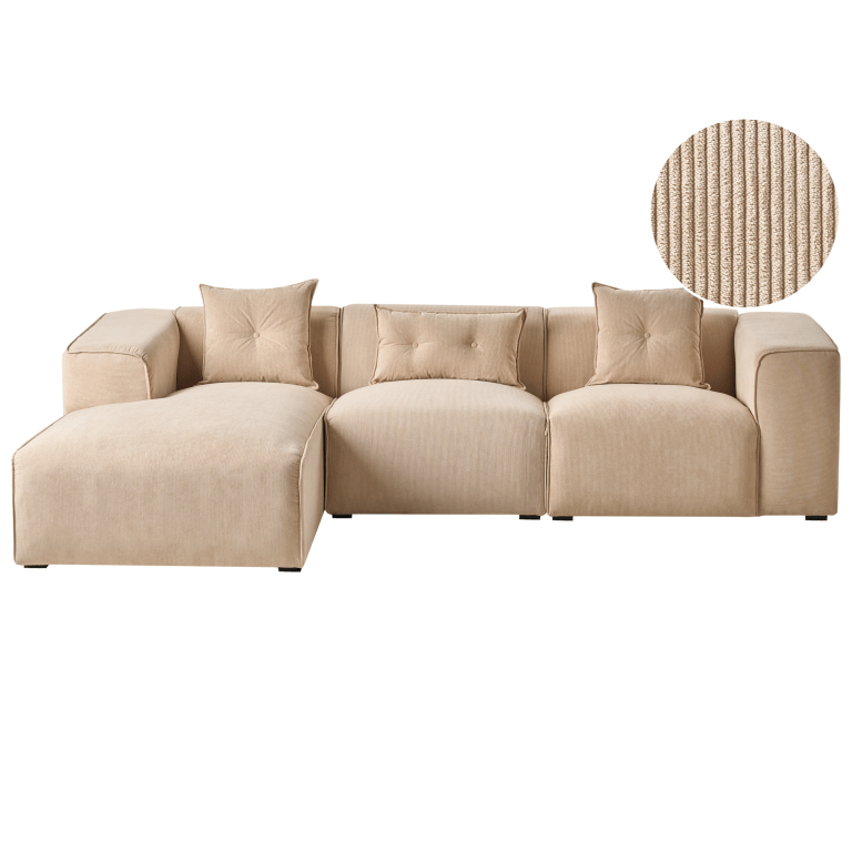Kulmasohva DOLVA vakosametti Beige 3-istuttava Oikea