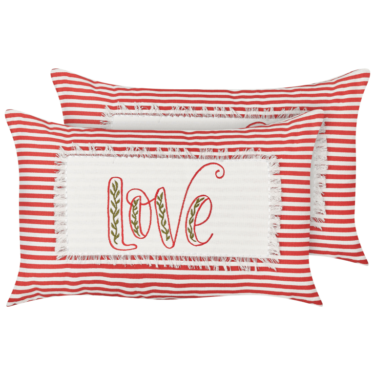 Koristetyynysetti 2 kpl ALSINE puuvilla 30 x 50 cm Punainen Raitakuvio