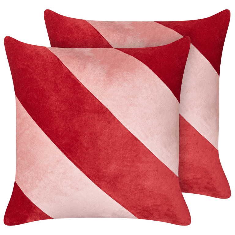 Koristetyynysetti 2 kpl BORONIA puuvilla 45 x 45 cm Punainen Joulukuvio