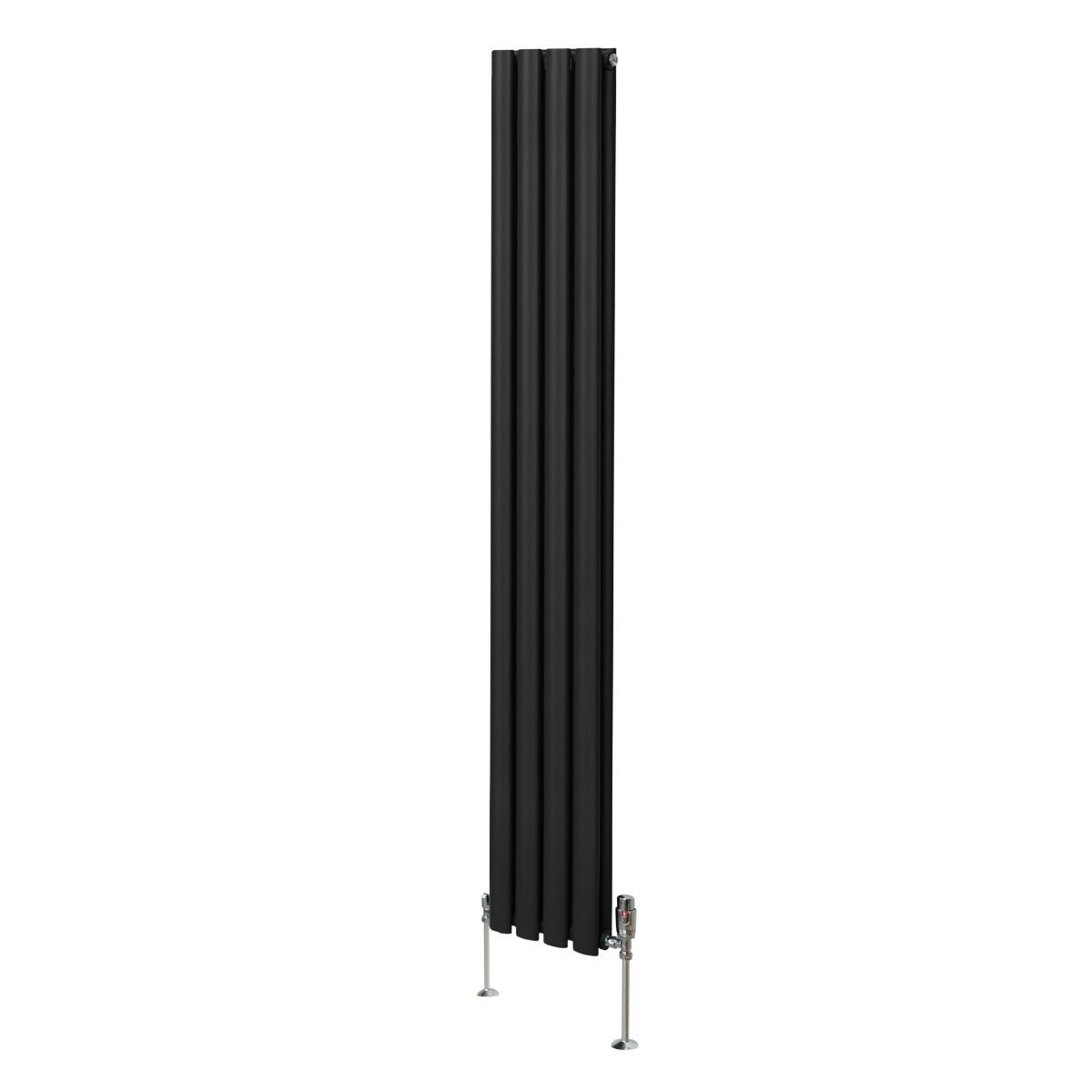 Soikea pylväspatteri ja venttiilit - 1800 mm x 240 mm – Musta