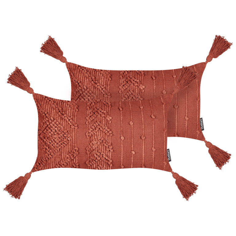 Koristetyynysetti 2 kpl VALVARIA puuvilla 30 x 50 cm Punainen Siksak-kuvio
